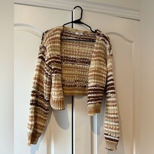 Cropped Striped Knit Cardigan